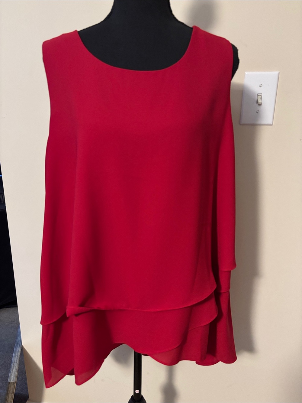 Sleeveless Layered Red Tunic Top